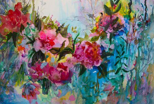 Floral landscape I by Vida Göhlmann, Painting for Sale on Select