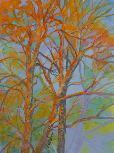 Sunset on trees. by Vida Göhlmann, Painting for Sale on Select