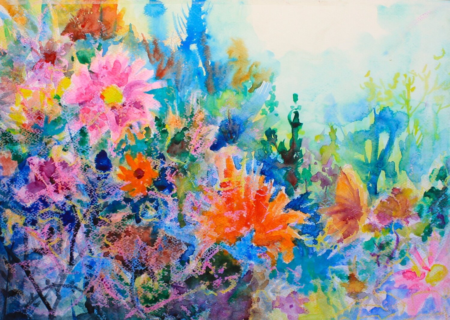 Floral landscape II Vida Göhlmann Original painting for sale