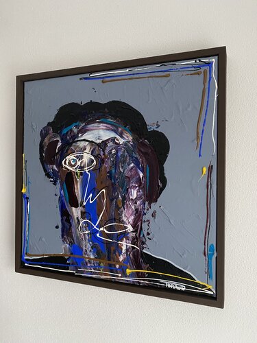 Distorted Greyblue by Fabian Braun, Painting for Sale on Select