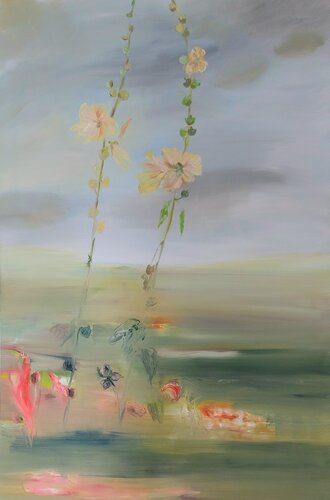 2012/08/13 (die letzten Stockrosen) by Maritta Weber, Painting for Sale on Select