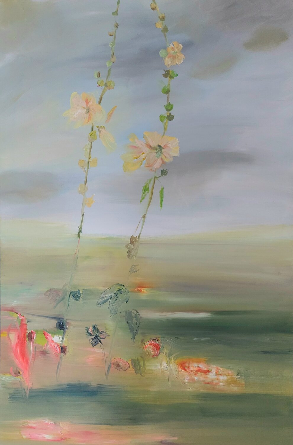 2012/08/13 (die letzten Stockrosen) Maritta Weber Original painting for sale