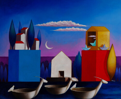 Navigando in acque tranquille by Maria Carmen Salis, Painting for Sale on Select