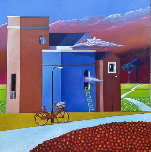 La raccoglitrice di nuvole by Maria Carmen Salis, Painting for Sale on Select
