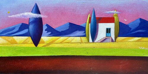 La casa dal tetto rosso by Maria Carmen Salis, Painting for Sale on Select