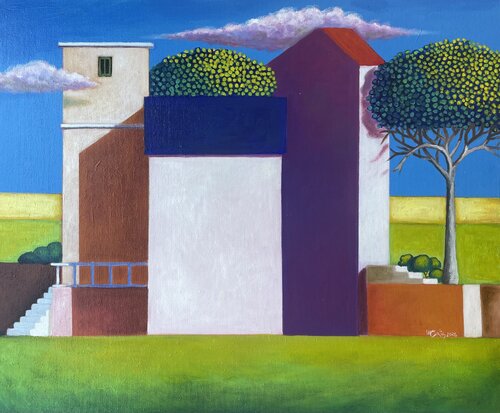 Green Landscape by Maria Carmen Salis, Painting for Sale on Select