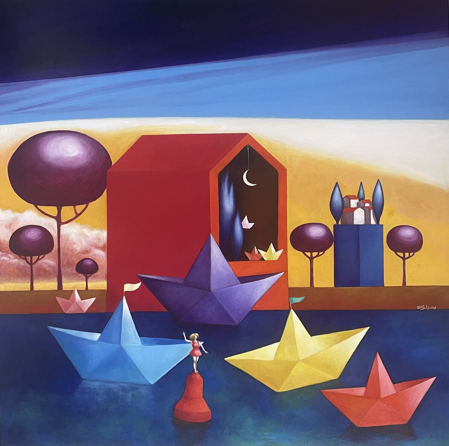 Oggi, traffico intenso Maria Carmen Salis Original painting for sale
