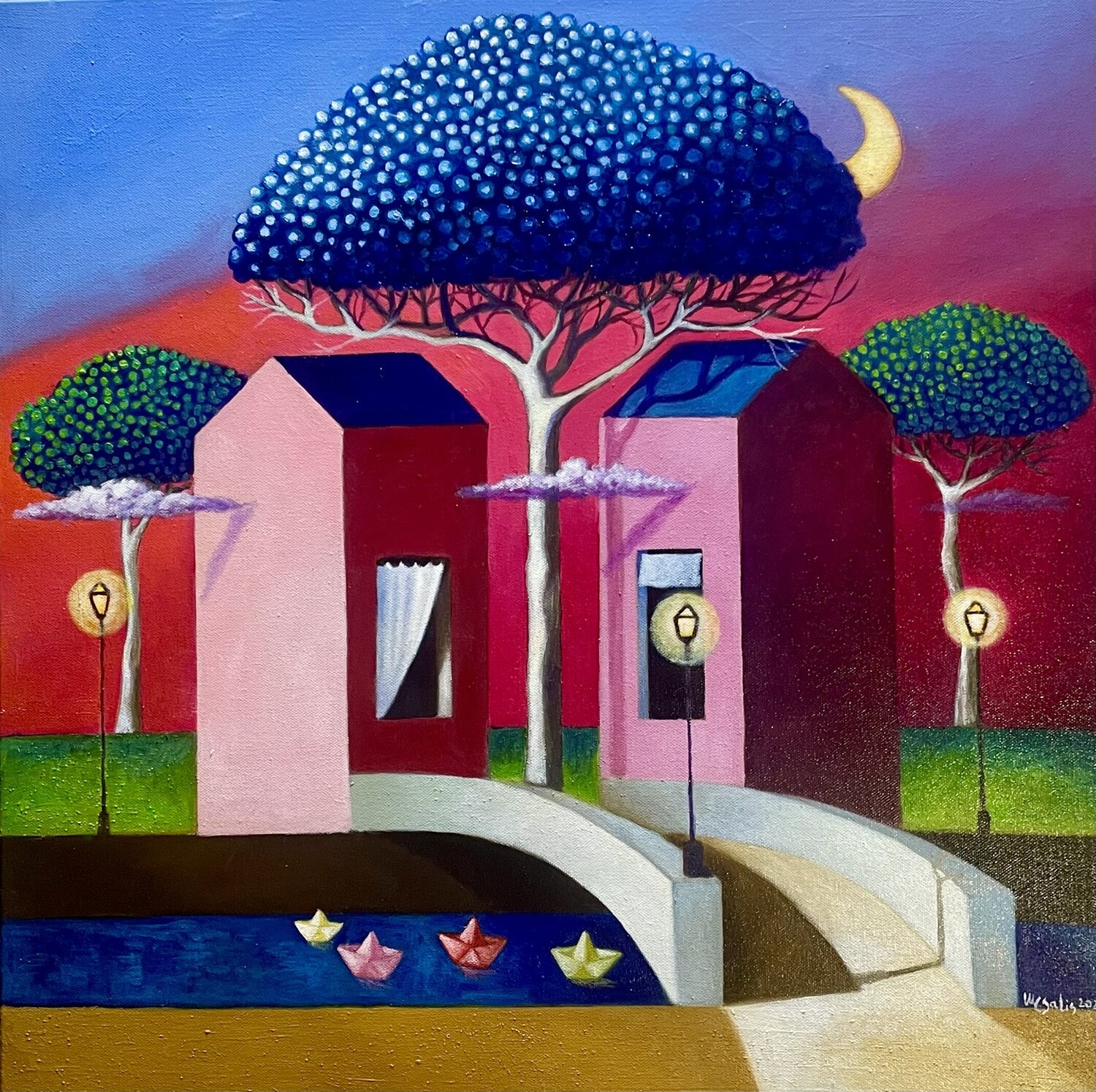 Otre il fiume Maria Carmen Salis Original painting for sale