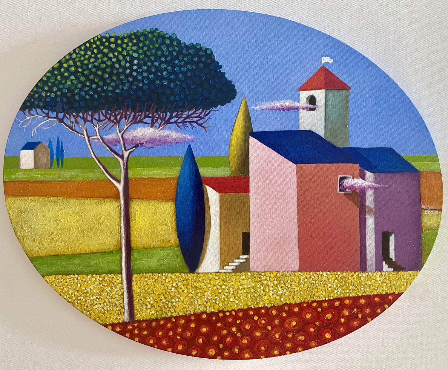 Campi rossi e gialli Maria Carmen Salis Original painting for sale