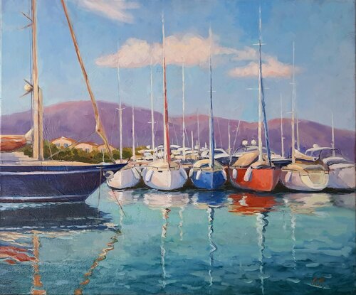 Peaceful Marina at rest by Tatiana Kyriakidou, Painting for Sale on Select