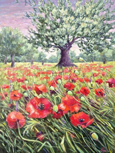 Escape to Poppies Meadow by Tatiana Kyriakidou, Painting for Sale on Select
