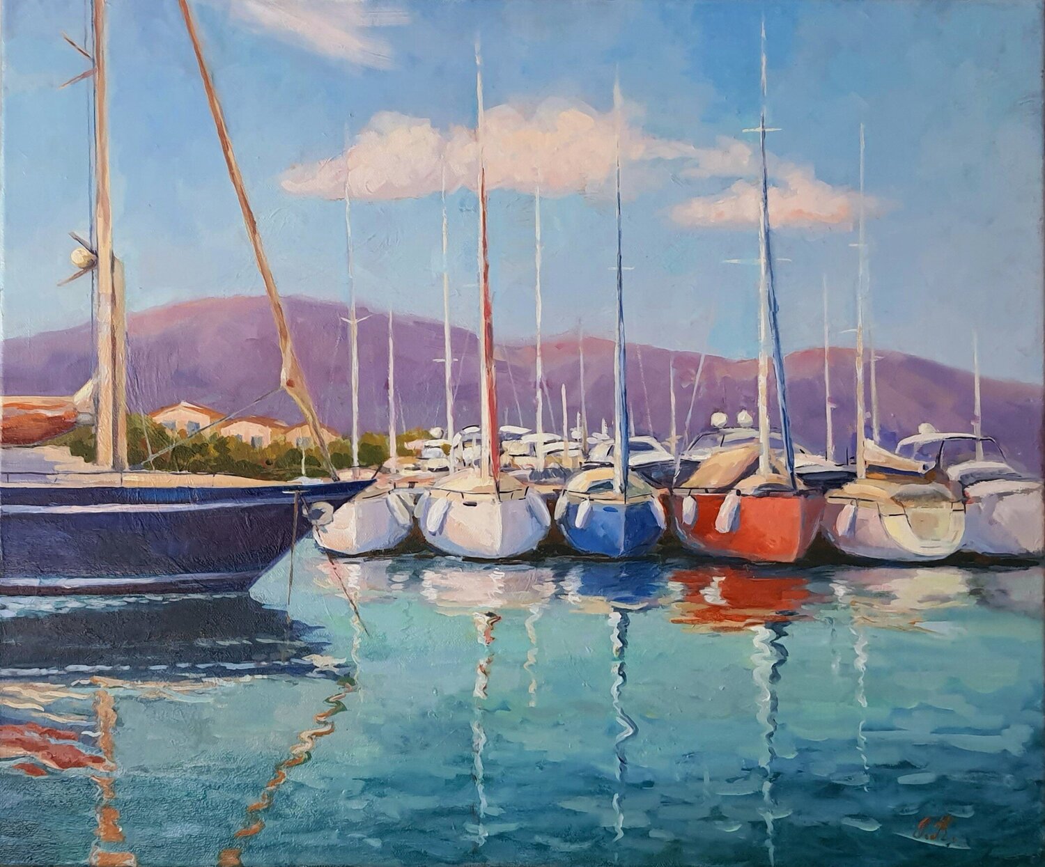 Peaceful Marina at rest Tatiana Kyriakidou Original painting for sale