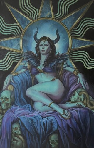 Oil Painting Mistress of Shadows Luxurious Style by Evgeniya Duvakina, Painting for Sale on Select