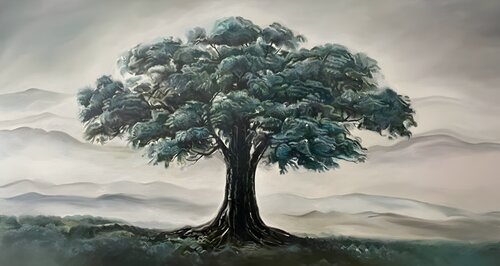 Calm Oil Painting “Roots of Time” by Evgeniya Duvakina, Painting for Sale on Select