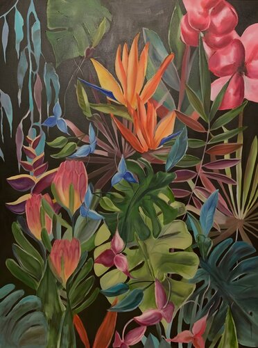 Oil Painting Tropical Garden Premium Quality by Evgeniya Duvakina, Painting for Sale on Select