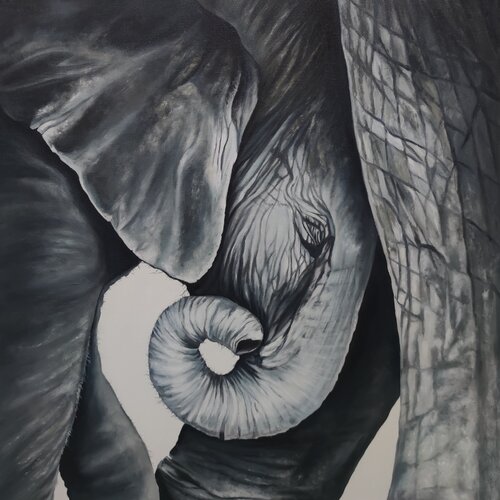 Oil Painting Elephant Premium Quality by Evgeniya Duvakina, Painting for Sale on Select