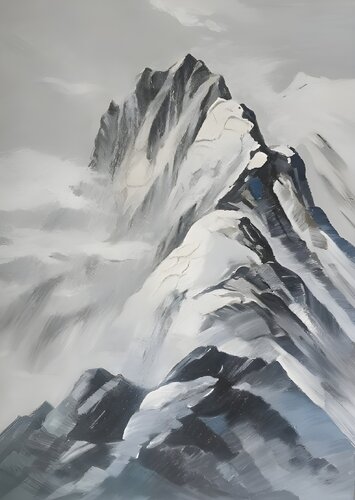 Oil Painting Snowy Ridge Premium Quality by Evgeniya Duvakina, Painting for Sale on Select