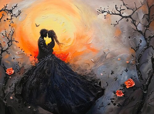 Professional Oil Painting "Dance of Two Hearts" – Romantic Museum-Quality Fine Art by Evgeniya Duvakina, Painting for Sale on Select