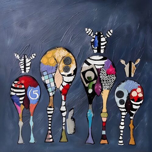 Premium Oil Painting "African Symphony" — Vibrant Contemporary Fine Art by Evgeniya Duvakina, Painting for Sale on Select