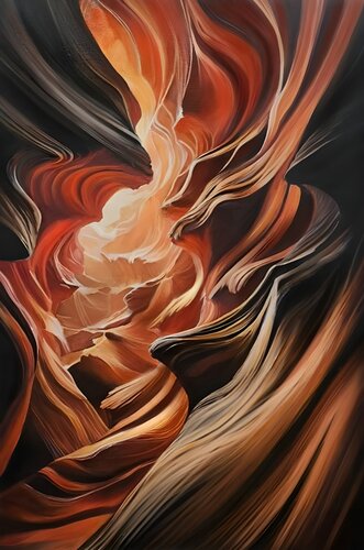 Exclusive Abstract Painting "Flame of the Earth" — The Energy of Nature, Movement, and Light by Evgeniya Duvakina, Painting for Sale on Select