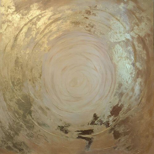Interior Painting "Golden Harmony" — A Contemporary Abstract in a Refined Palette by Evgeniya Duvakina, Painting for Sale on Select