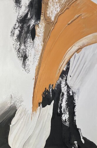 "Golden Flow" — An Exclusive Abstract Oil Painting with Expressive Texture by Evgeniya Duvakina, Painting for Sale on Select