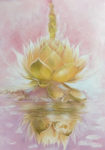“Golden Lotus” — A Premium Oil Painting by Evgeniya Duvakina, Painting for Sale on Select