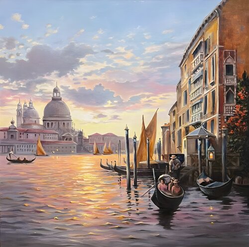 “Venetian Evening”  Premium Oil Painting von Evgeniya Duvakina, Malerei kaufen auf Select