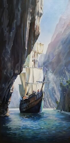 “Only the Bold Conquer the Seas” by Evgeniya Duvakina, Painting for Sale on Select