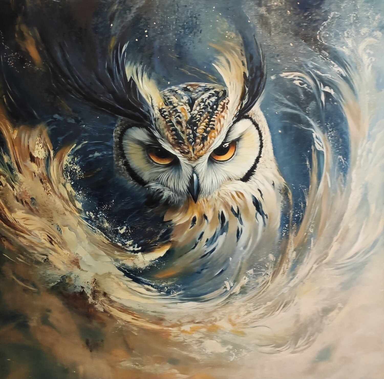 Oil Painting Owl — Exclusive Evgeniya Duvakina Original painting for sale