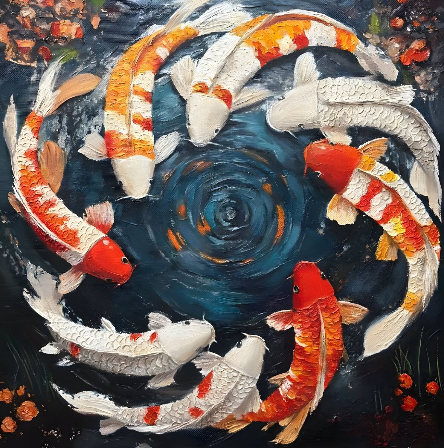 Oil Painting: "Koi of Fortune" — A Symbol of Prosperity Evgeniya Duvakina Original painting for sale