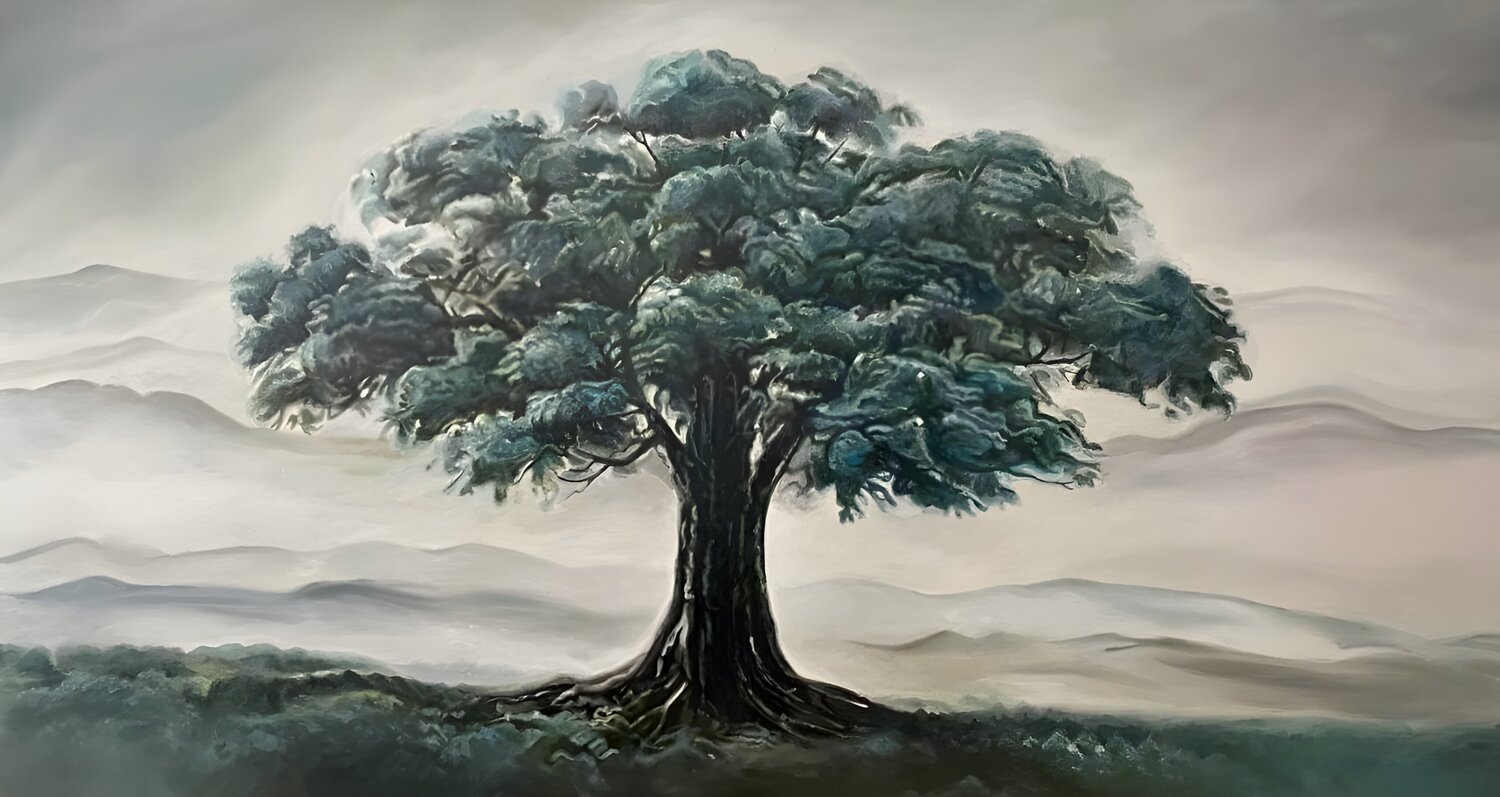Calm Oil Painting “Roots of Time” Evgeniya Duvakina Original painting for sale