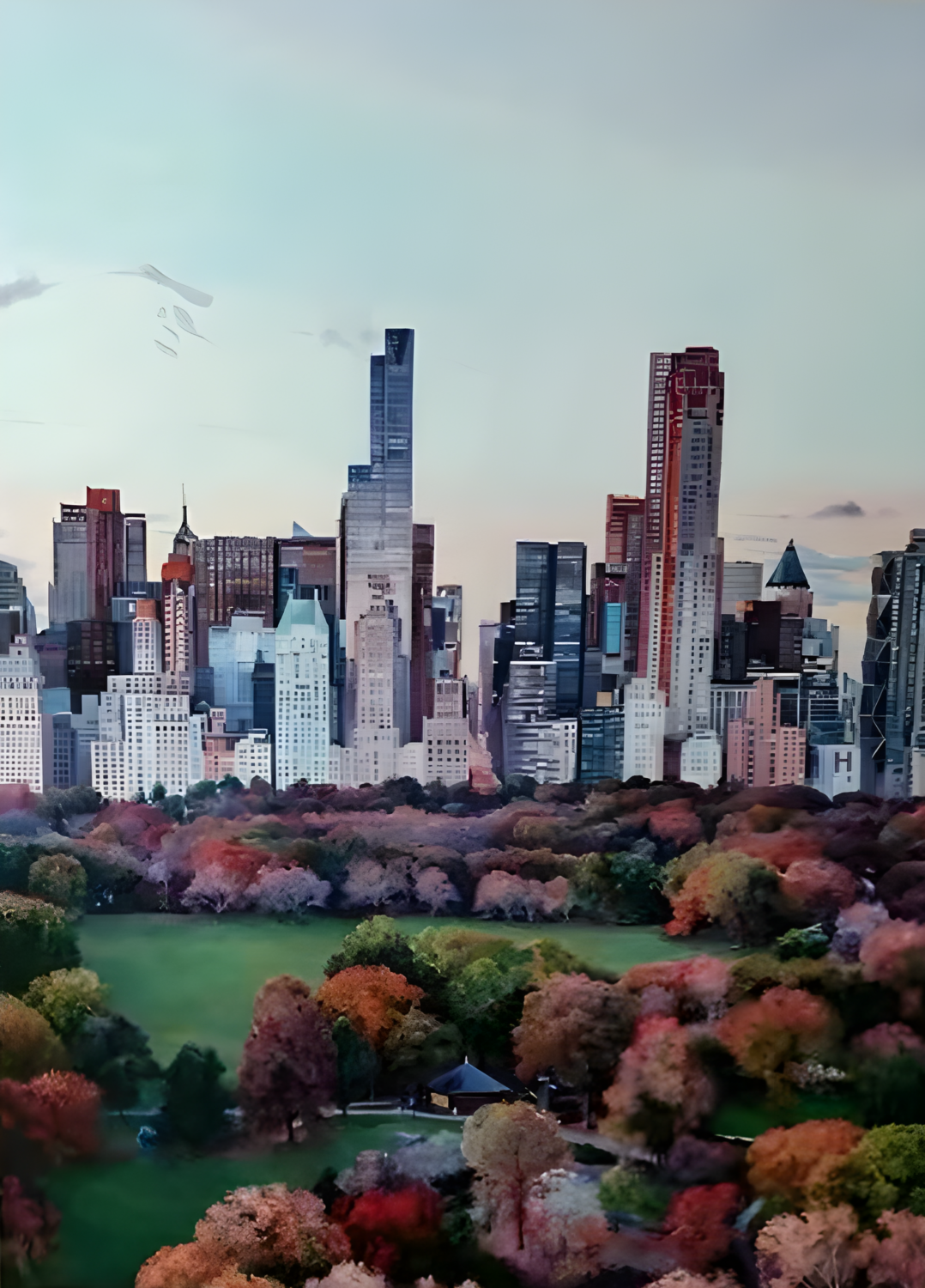 Premium Oil Painting “Majestic Autumn Manhattan” — A Luxurious Cityscape in Contemporary Gallery Fine Art Evgeniya Duvakina Original painting for sale