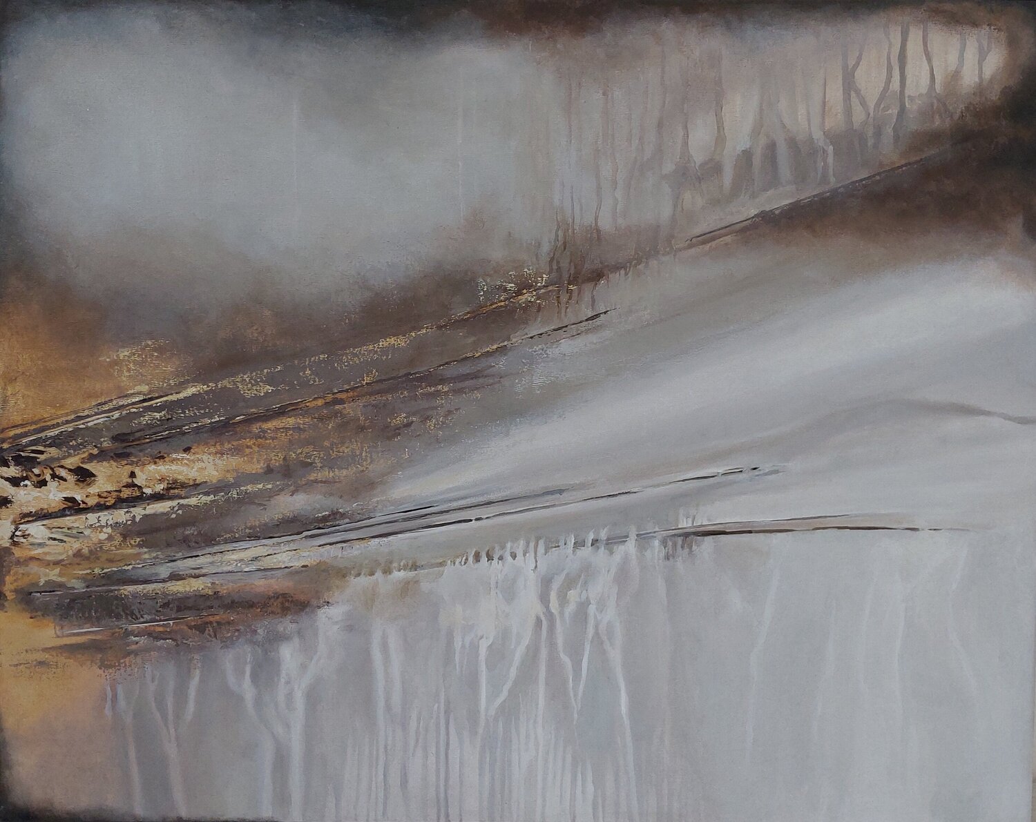 Original Oil Painting "Golden Horizon of Serenity" — Museum-Quality Interior Abstract Art Evgeniya Duvakina Original painting for sale
