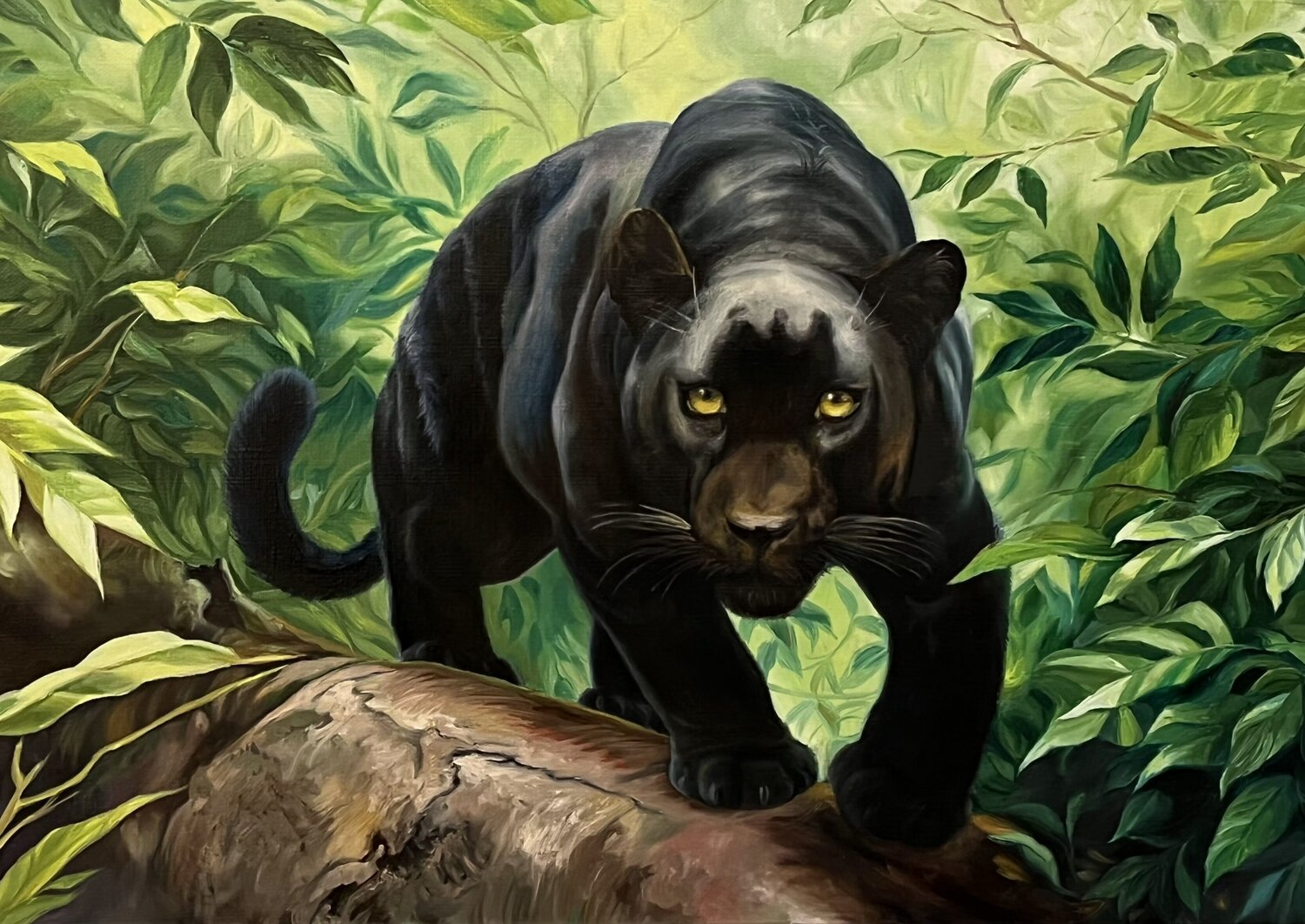 Oil Painting "Panther" — A Powerful Portrait of Strength and the Noble Spirit of the Wild Evgeniya Duvakina Original painting for sale