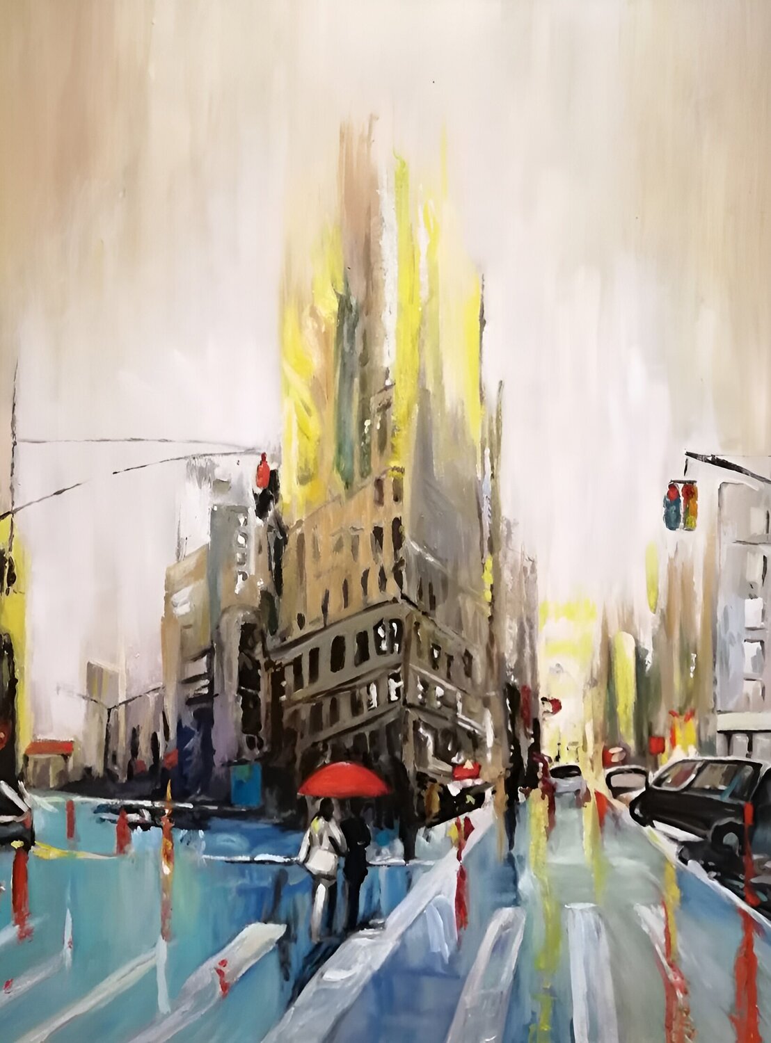 Original Oil Painting “Golden Rhythm of the Metropolis” — A Premium Contemporary Cityscape Evgeniya Duvakina Original painting for sale