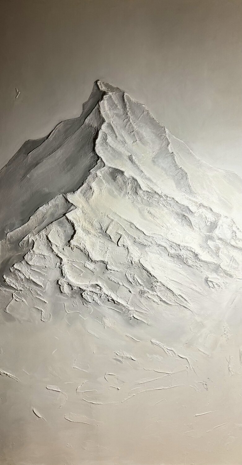 “Summit of Light” — an original textured oil painting depicting a snow-covered mountain Evgeniya Duvakina Original painting for sale