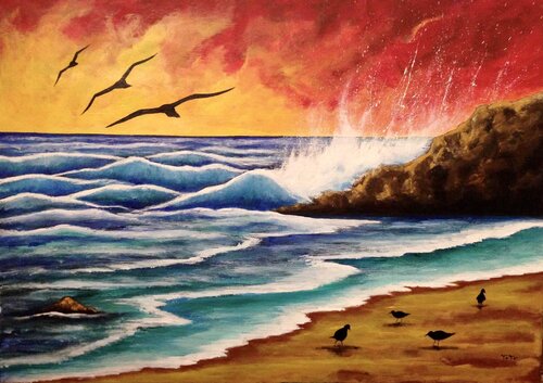 Mare al tramonto. by Salvatore Petrucino, Painting for Sale on Select