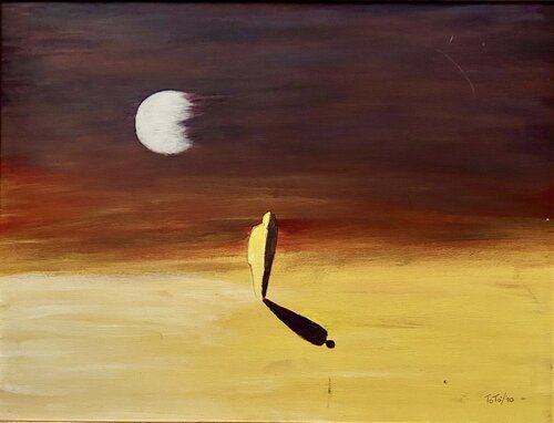 L’uomo e la Luna by Salvatore Petrucino, Painting for Sale on Select
