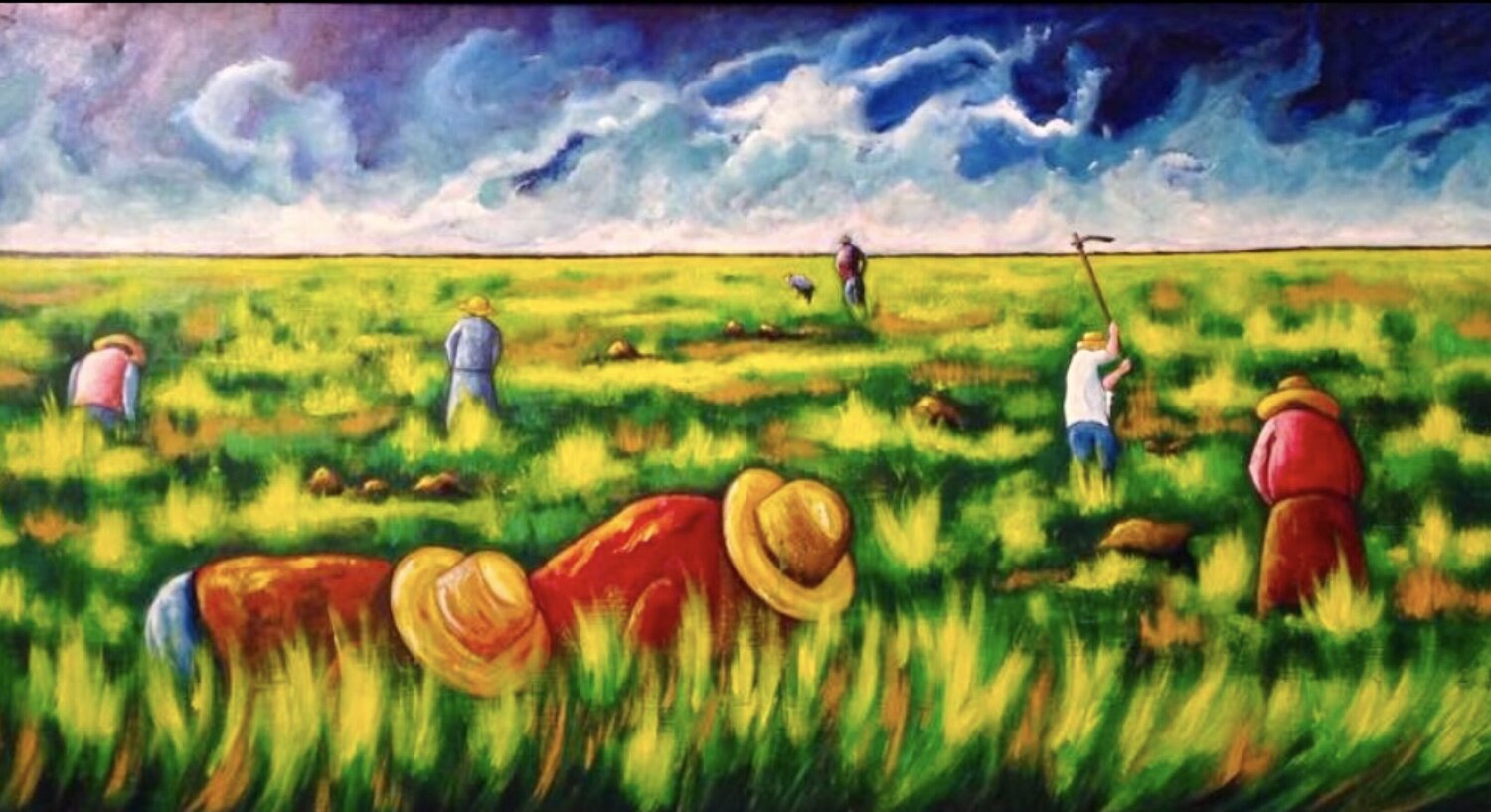 Il lavoro nei campi Salvatore Petrucino Original painting for sale