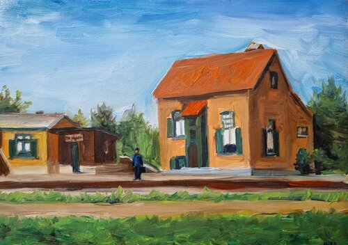 Quiet Railway Station by Inga Yarotskaya, Painting for Sale on Select