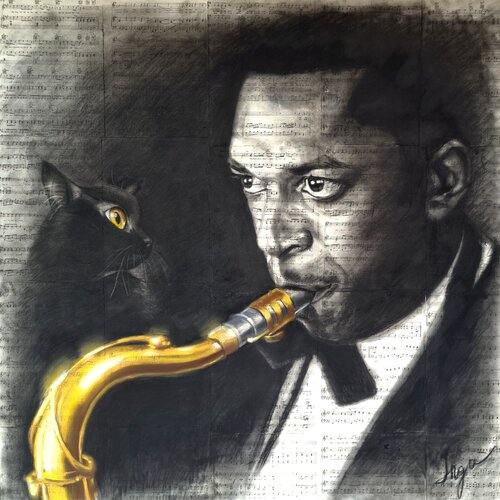 John Coltrane: Midnight Sax by Inga Yarotskaya, Drawing for Sale on Select