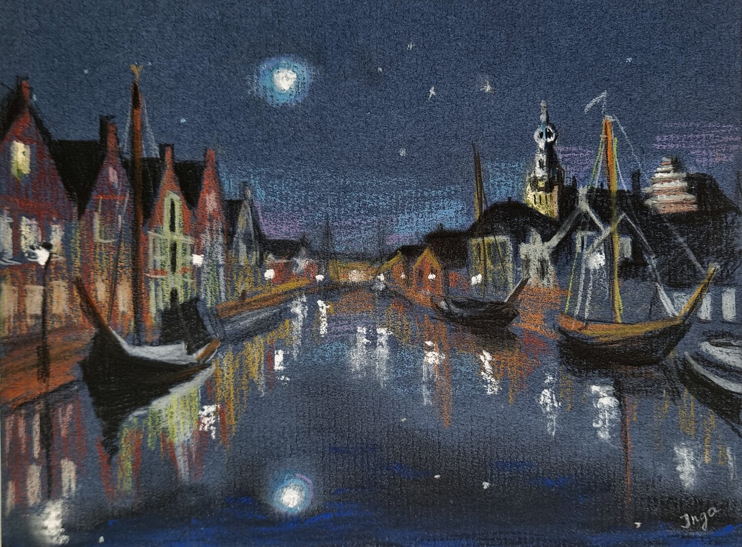 Evening in Monnickendam. Inga Yarotskaya Drawing for sale