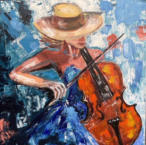 Cello. Melody of Feelings by Elena Logovinsky, Painting for Sale on Select