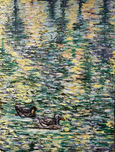 “Monet Echoes: Yarkon Reflections” by Elena Logovinsky, Painting for Sale on Select