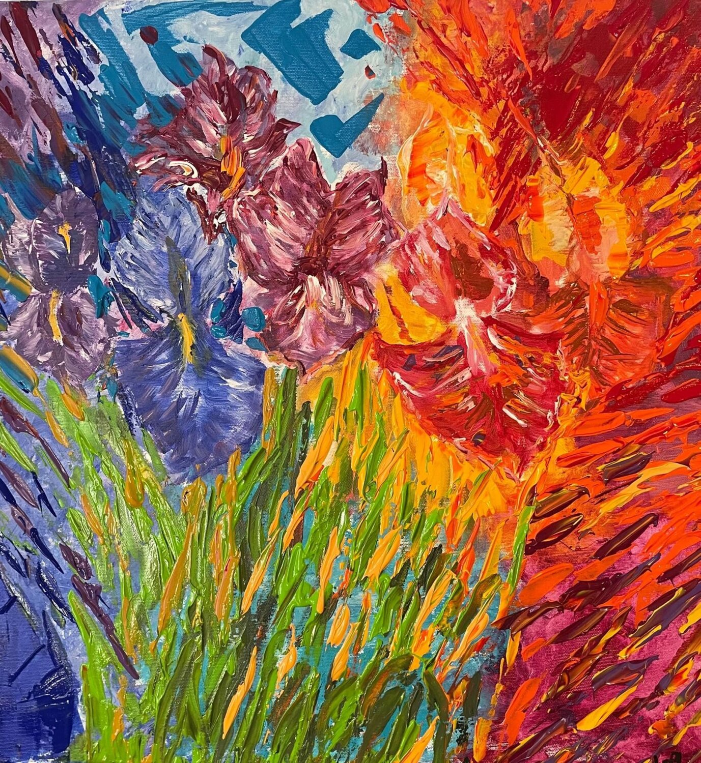 "Irises" Elena Logovinsky Original painting for sale
