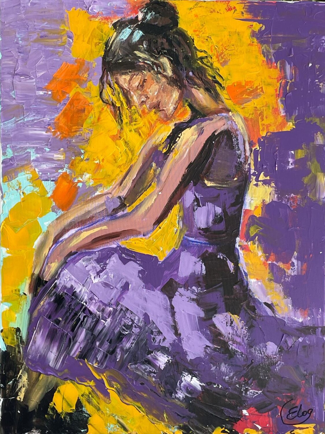 "In Contemplation" Elena Logovinsky Original painting for sale