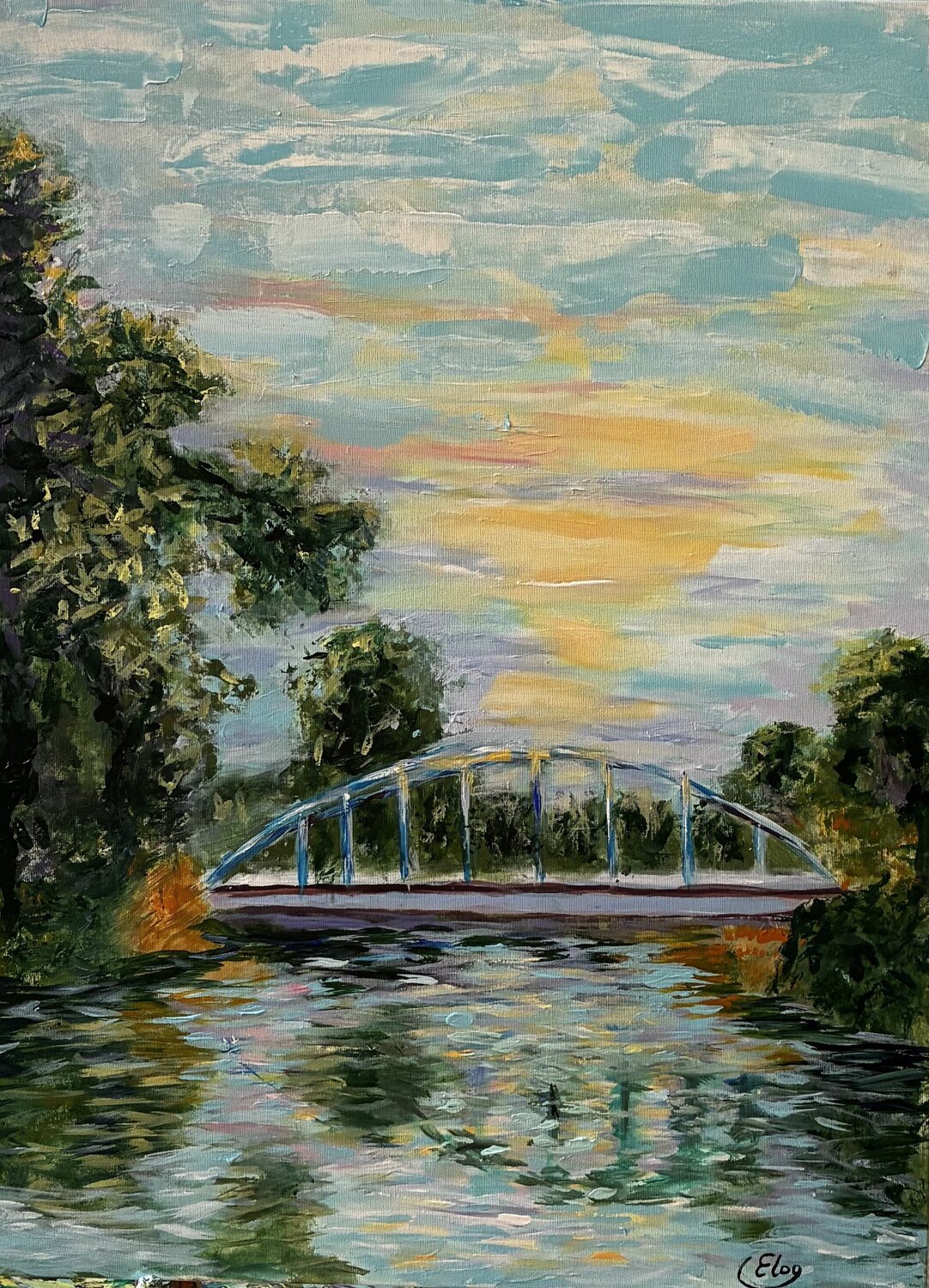 “Yarkon Bridge” Elena Logovinsky Original painting for sale