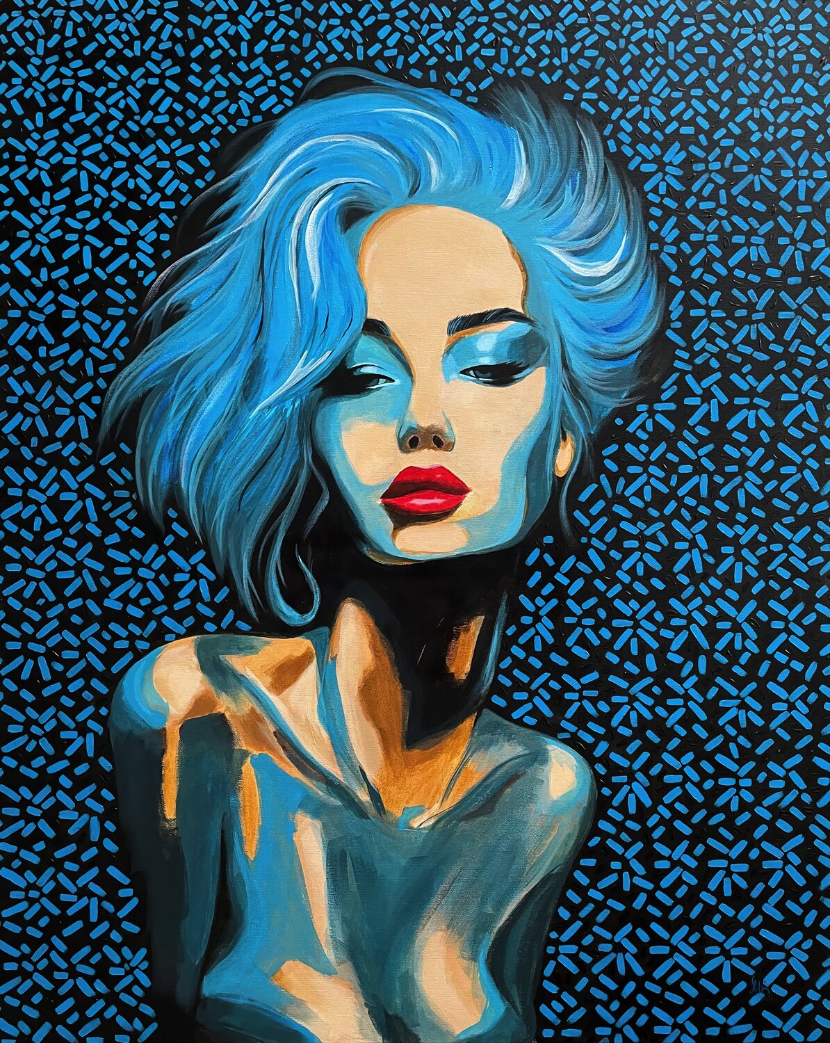 Blue Charm Maryna Dobrova Original painting for sale