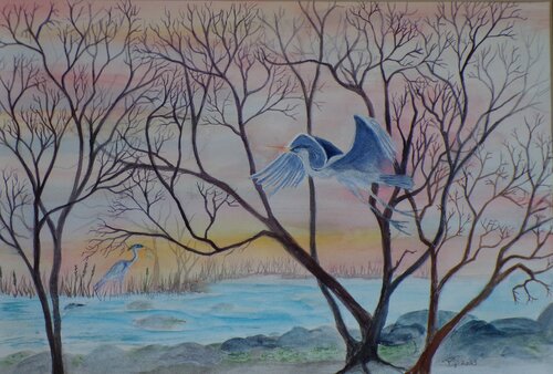 River Herons von Paula Swenson, Malerei kaufen auf Select